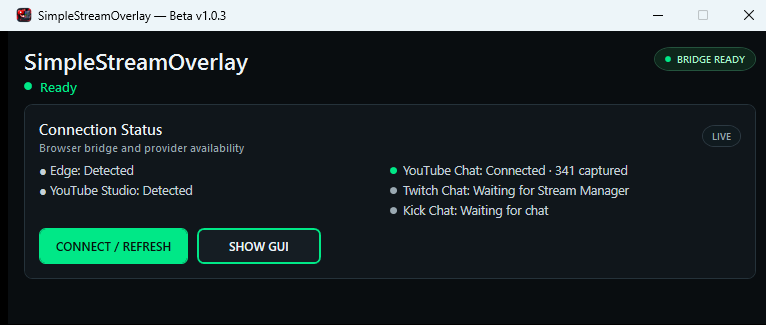 Compact SimpleStreamOverlay desktop application
